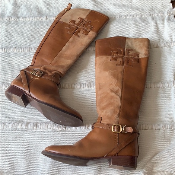 Tory Burch Lizzie Leather-Suede Riding boots - Picture 5 of 5